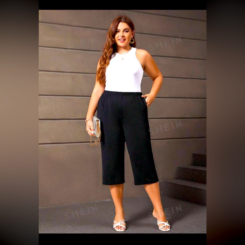 SHEIN EMERY ROSE Plus Solid Capris Pants
